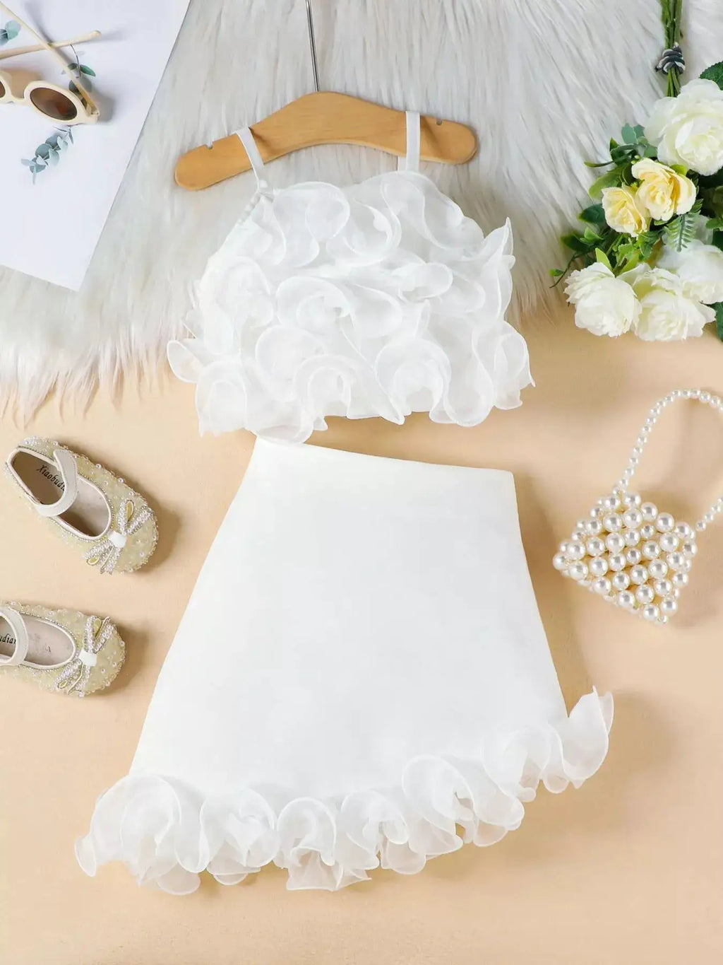 Girls Ruffled Trim Cami Top and Skirt Set Two Piece Outfit — Parfymia