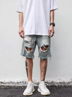 Men's Distressed Denim Shorts Plus Size