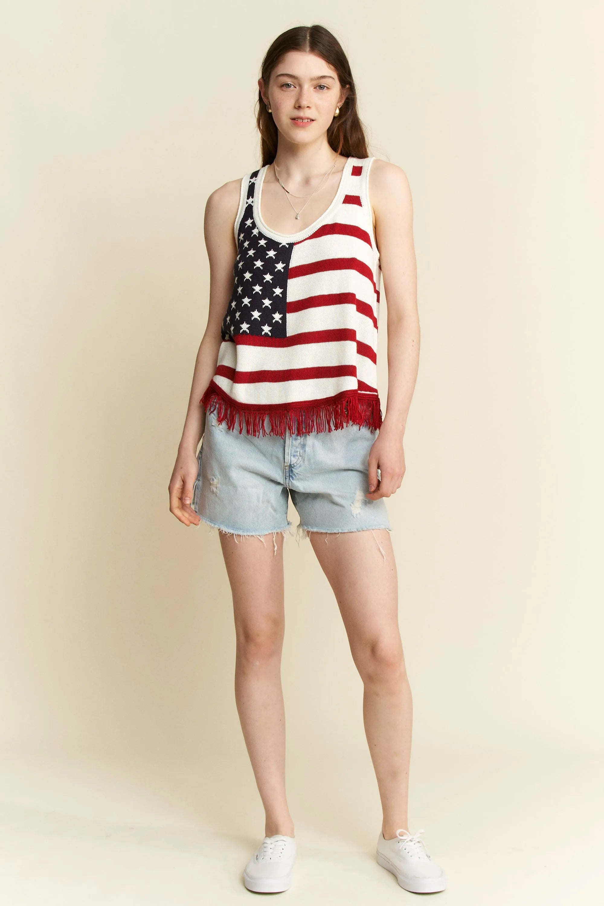 Women's Tank Top – American Flag Fringe