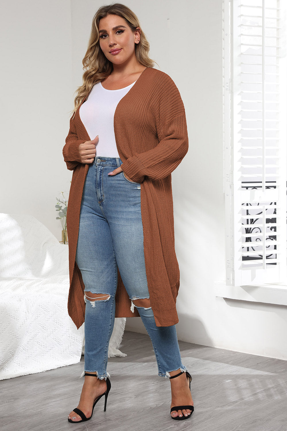 Women's Plus Size Open Front Cardigan