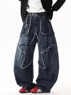 Men's Pants Star Patchwork Wide Leg Jeans