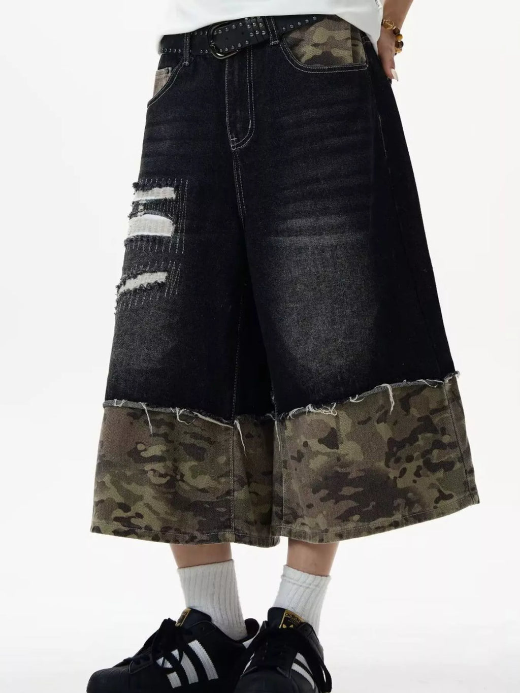 Men's Shorts – Distressed Wide Leg Denim
