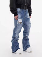 Men's Wide Leg Jeans – Distressed
