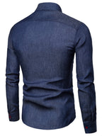 Men's Plus Size Slim Fit Long Sleeve Denim Shirt