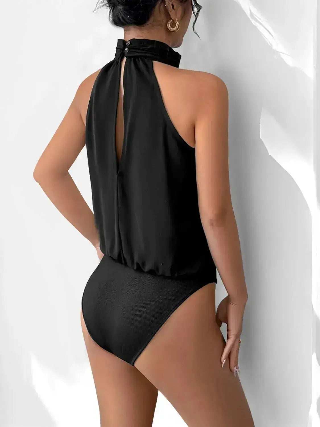 3D Flower Grecian Neck Bodysuit by Parfymia