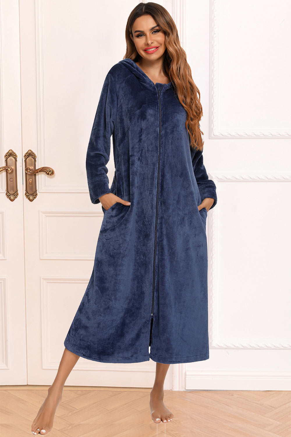Women's Hooded Night Dress with Pockets