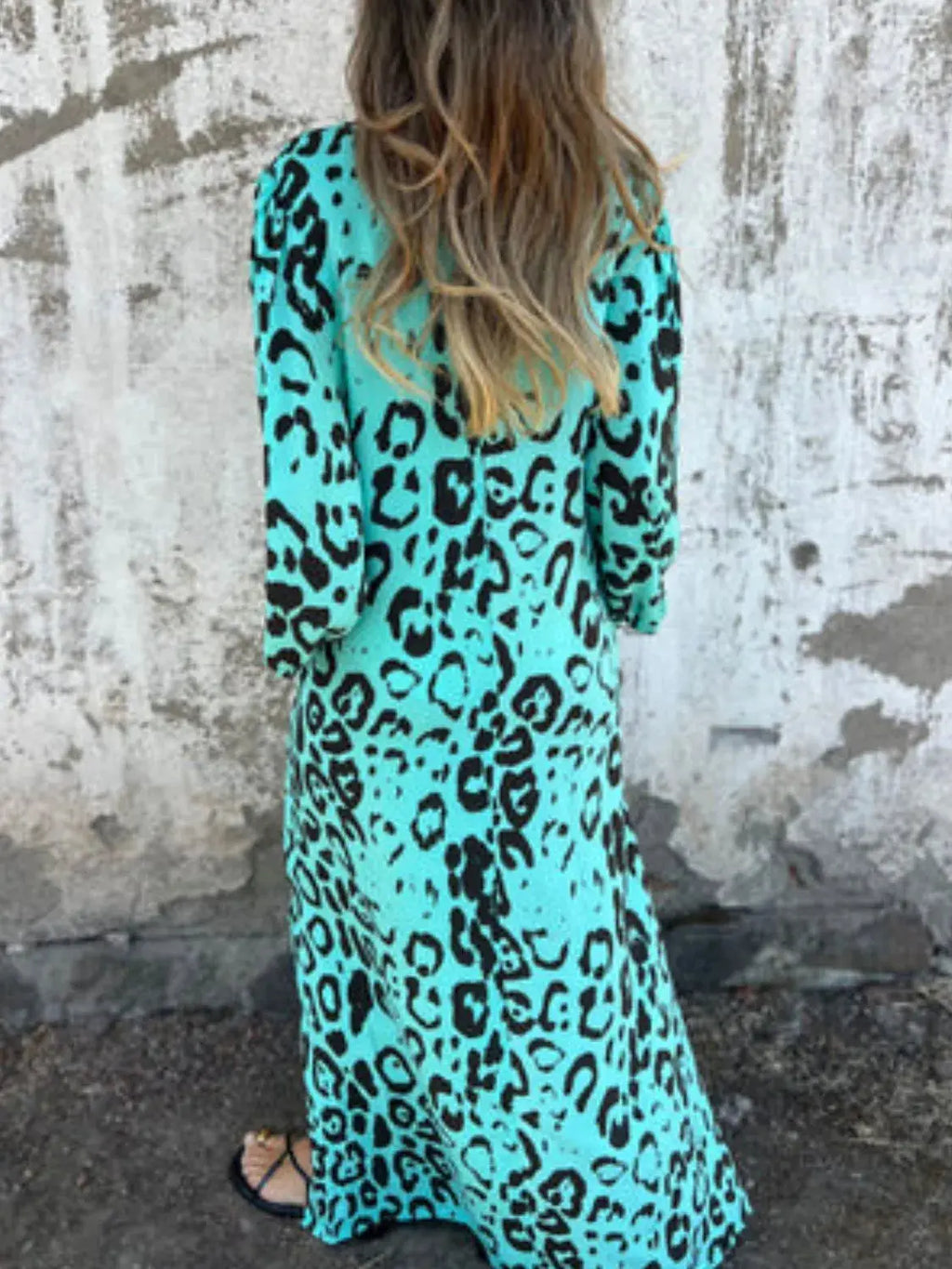 Full Size Printed V-Neck Dress with Pockets Plus Size Trendsi