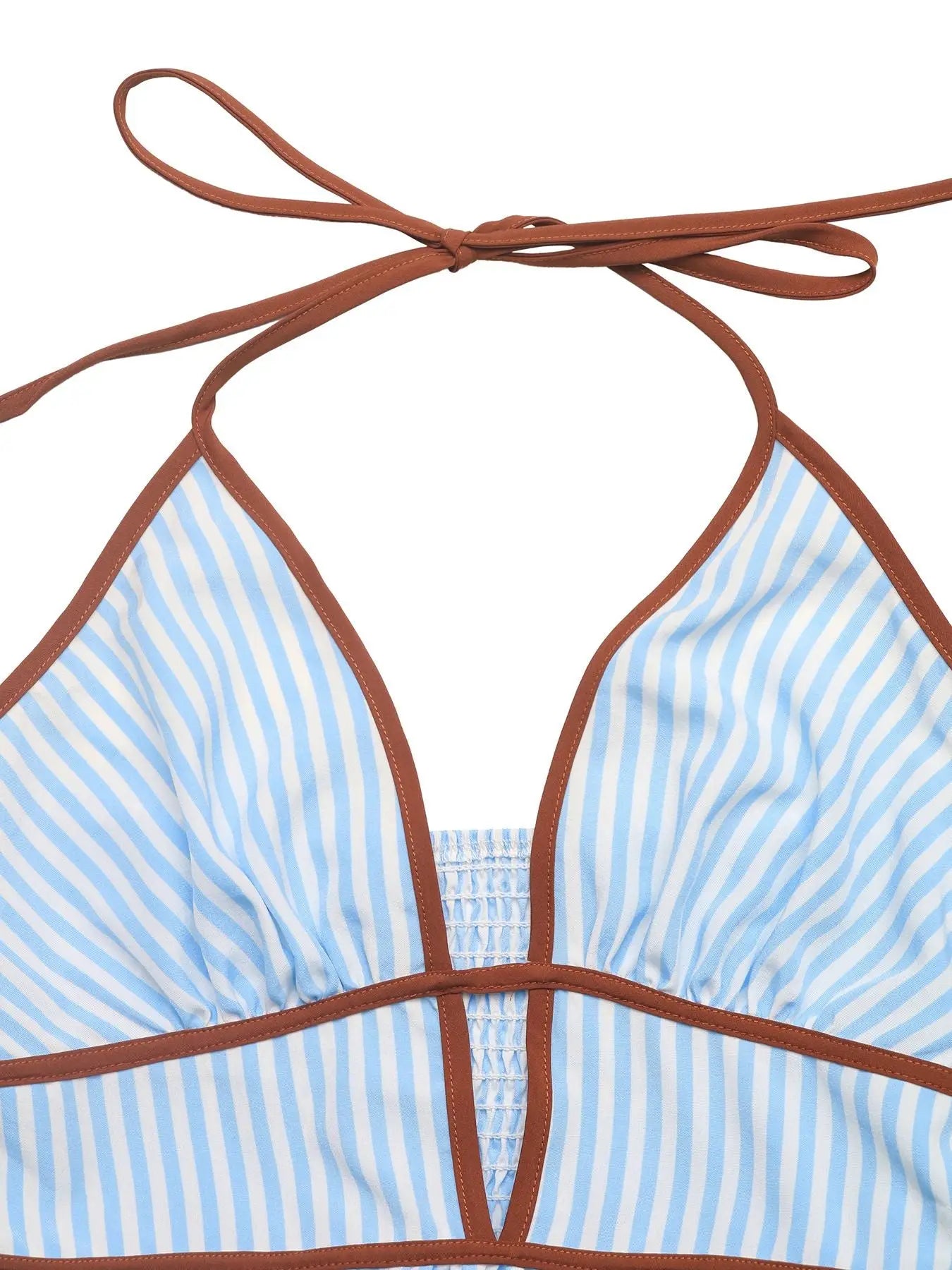 Striped Halter Neck Maxi Dress Trendsi