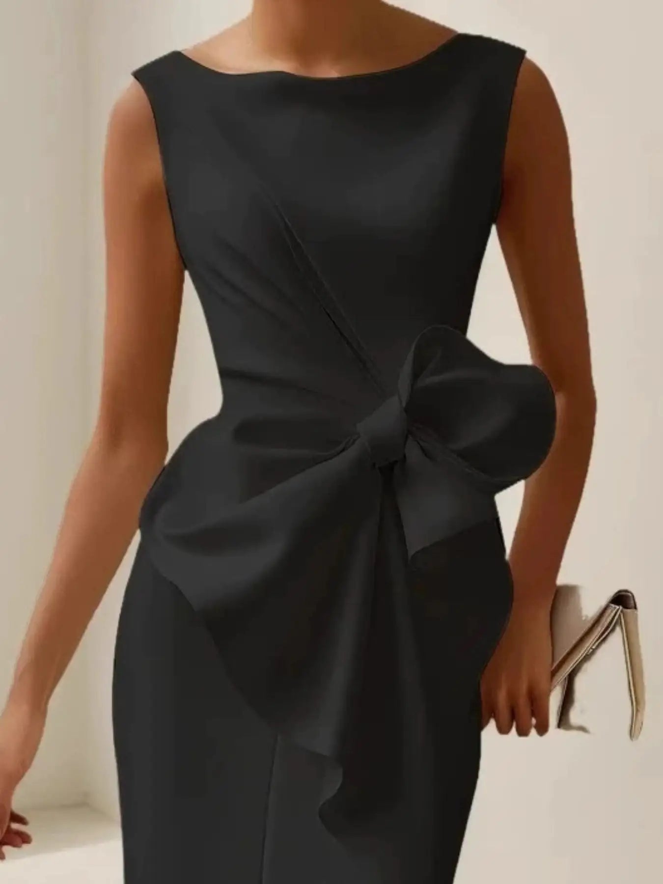 Full Size Bowknot Front Sleeveless Dress Plus Size Trendsi