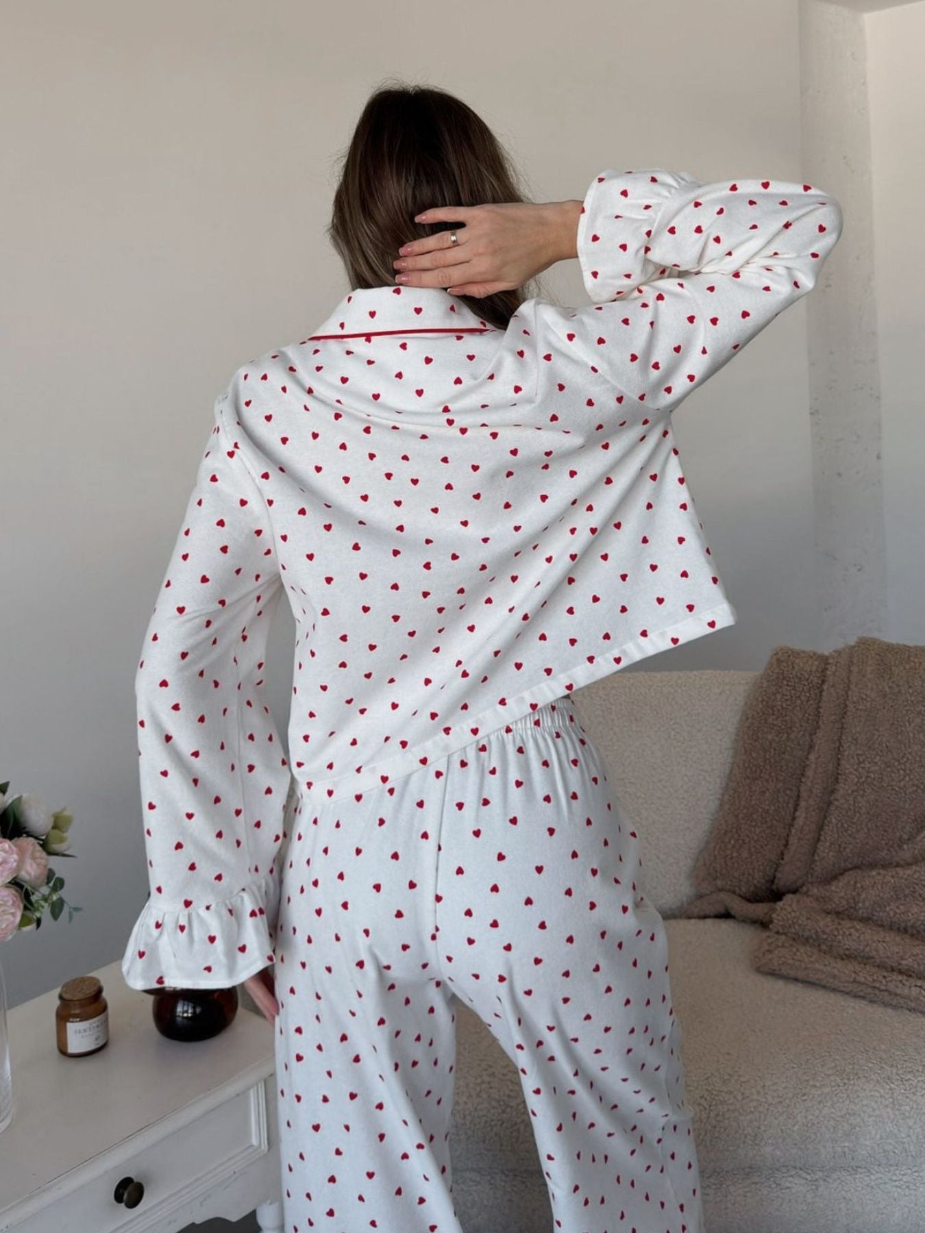 Women's Loungewear Heart Print Cotton Set