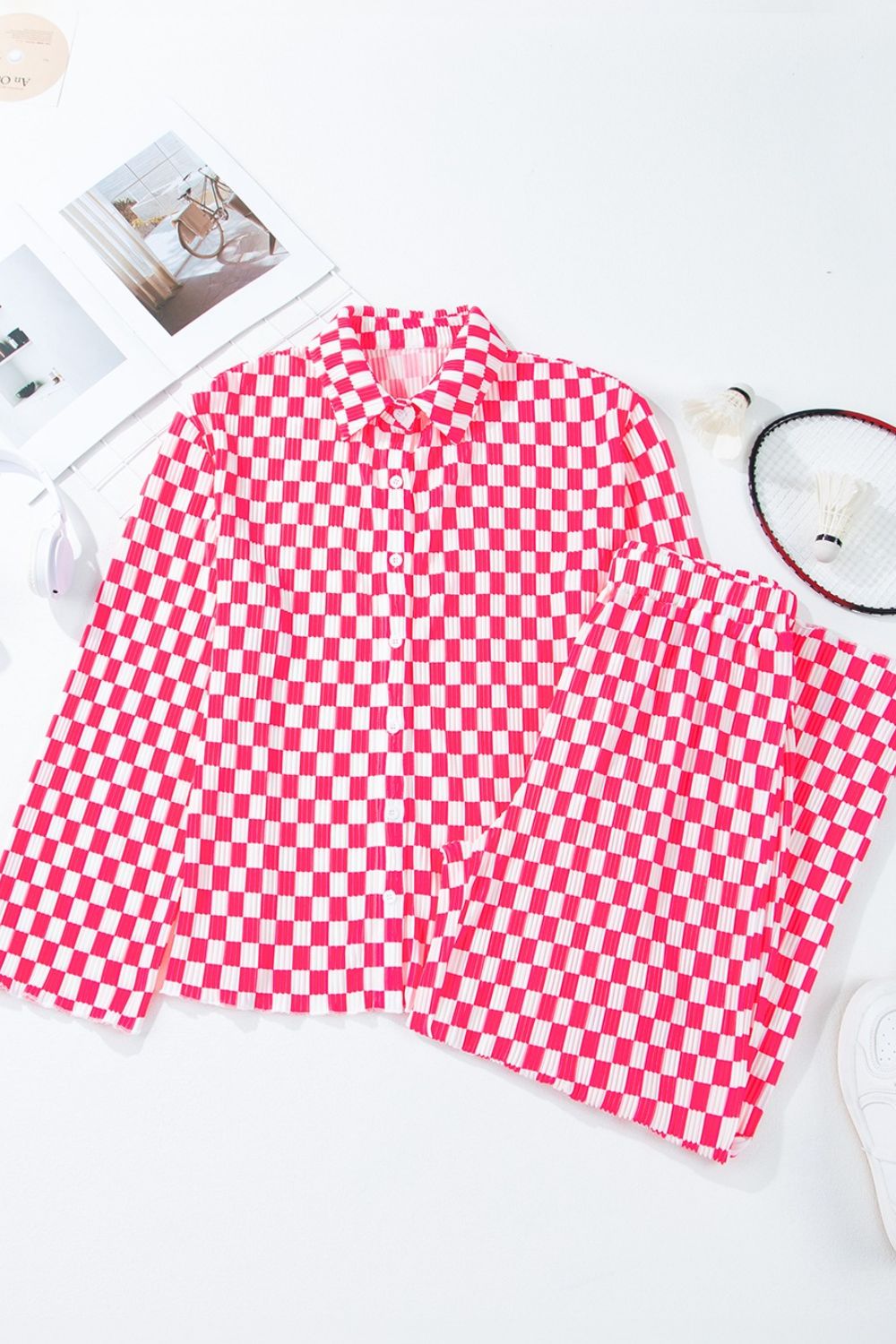 Women's Pants Set – Checkerboard Print
