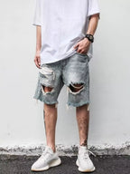 Men's Distressed Denim Shorts Plus Size