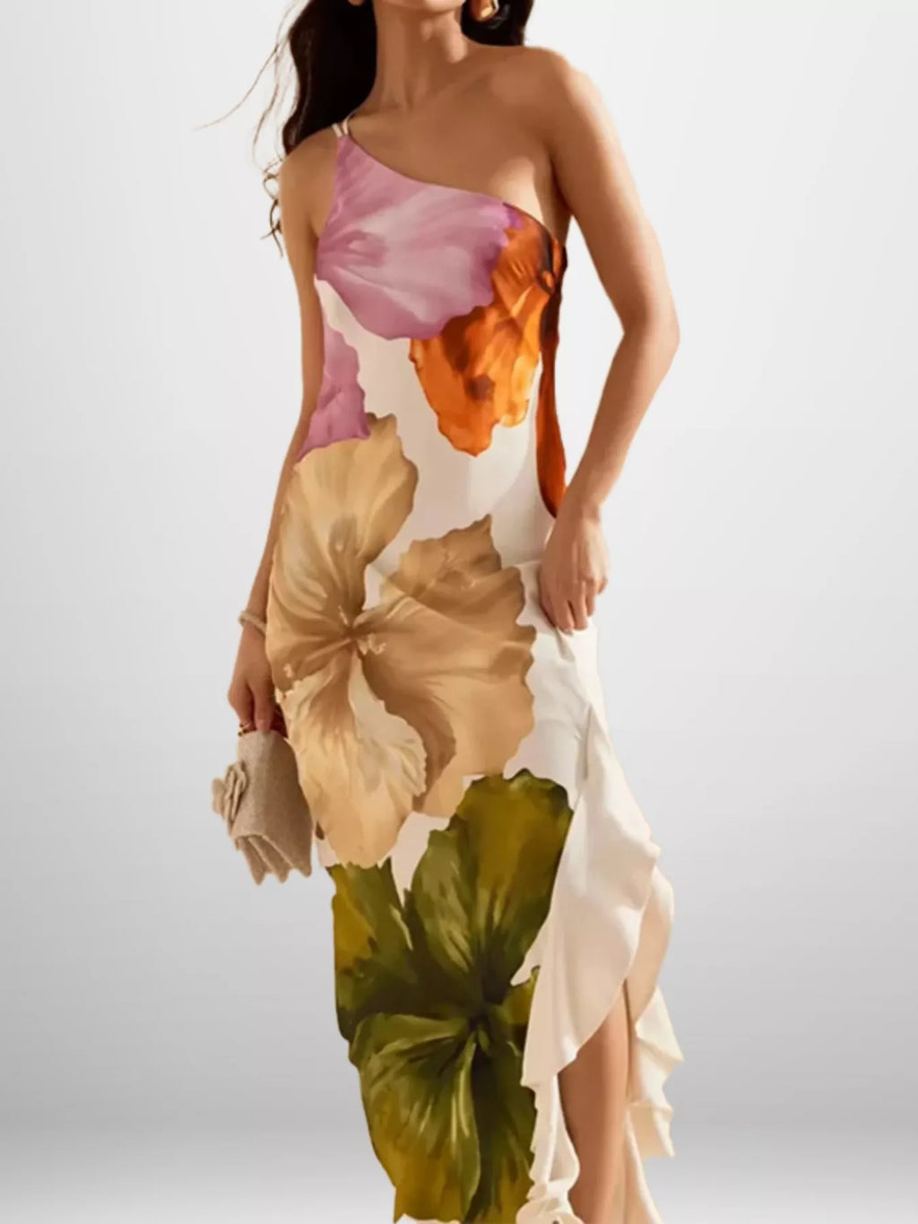 Women's Floral One-Shoulder Maxi Dress