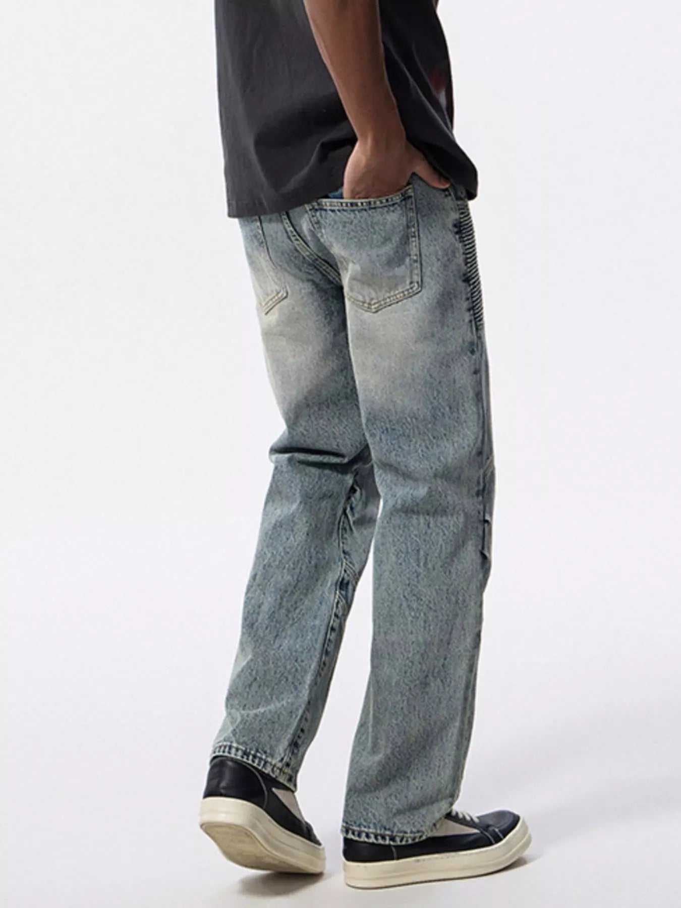 Men's Wide Leg Jeans – Washed Light Blue