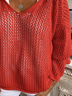 Openwork Long Sleeve Hooded Knit Cover Up