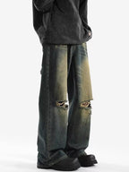 Men's Wide Leg Jeans – Distressed Blue