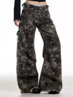 Men's Full Size Star Print Wide Leg Jeans Plus Size