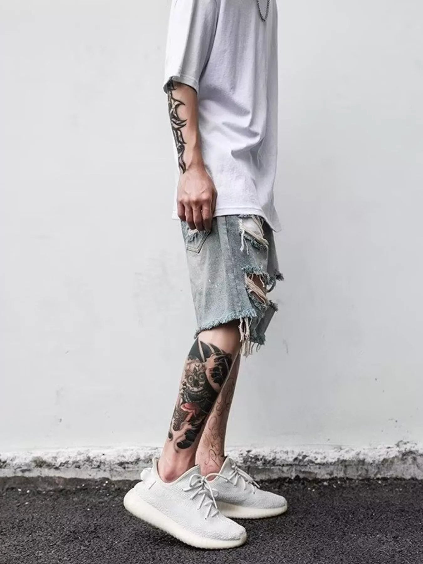 Men's Distressed Denim Shorts Plus Size