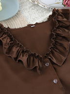 Women's Shorts Set – Ruffled V-Neck Top