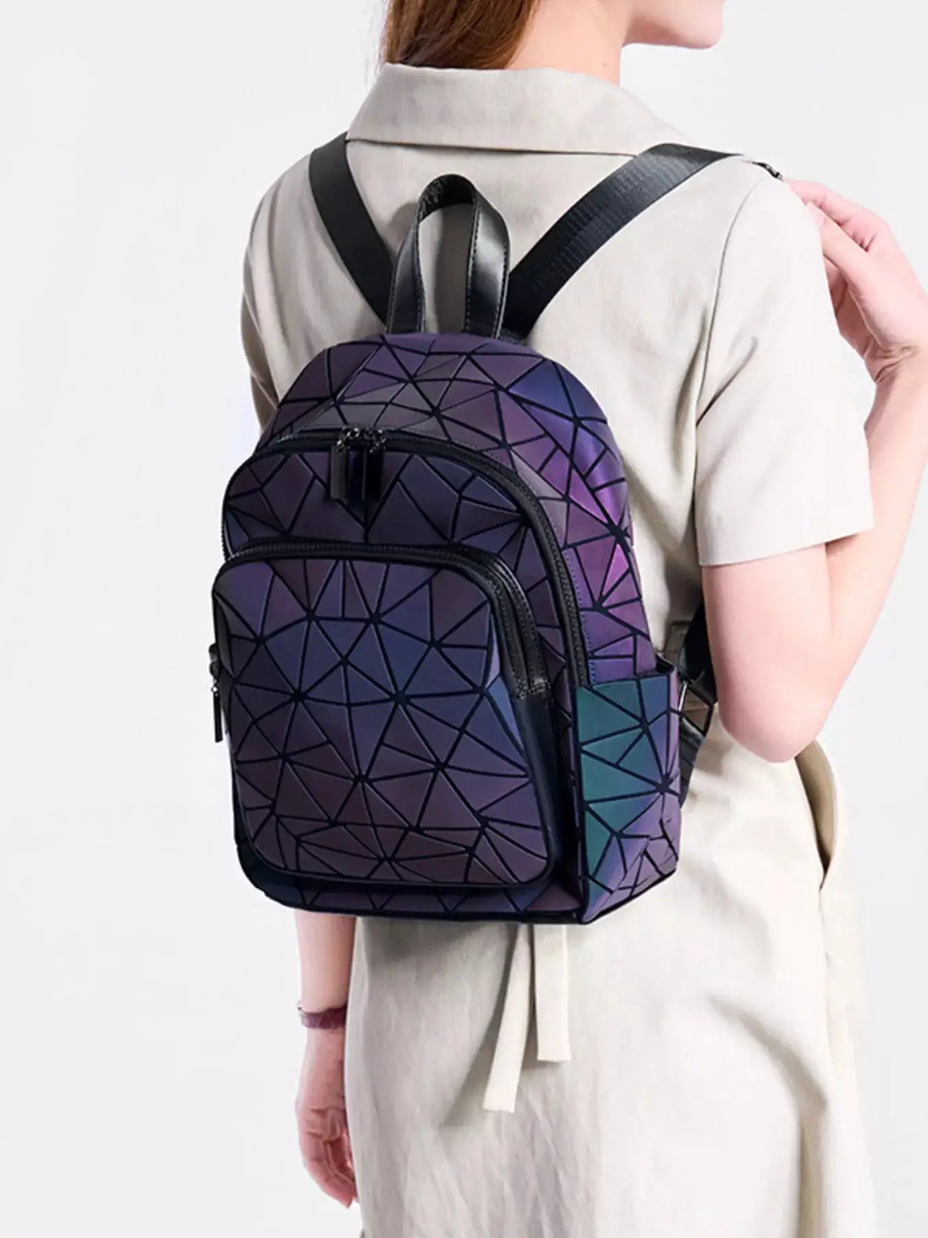 Geometric Backpack Bag by Trendsi