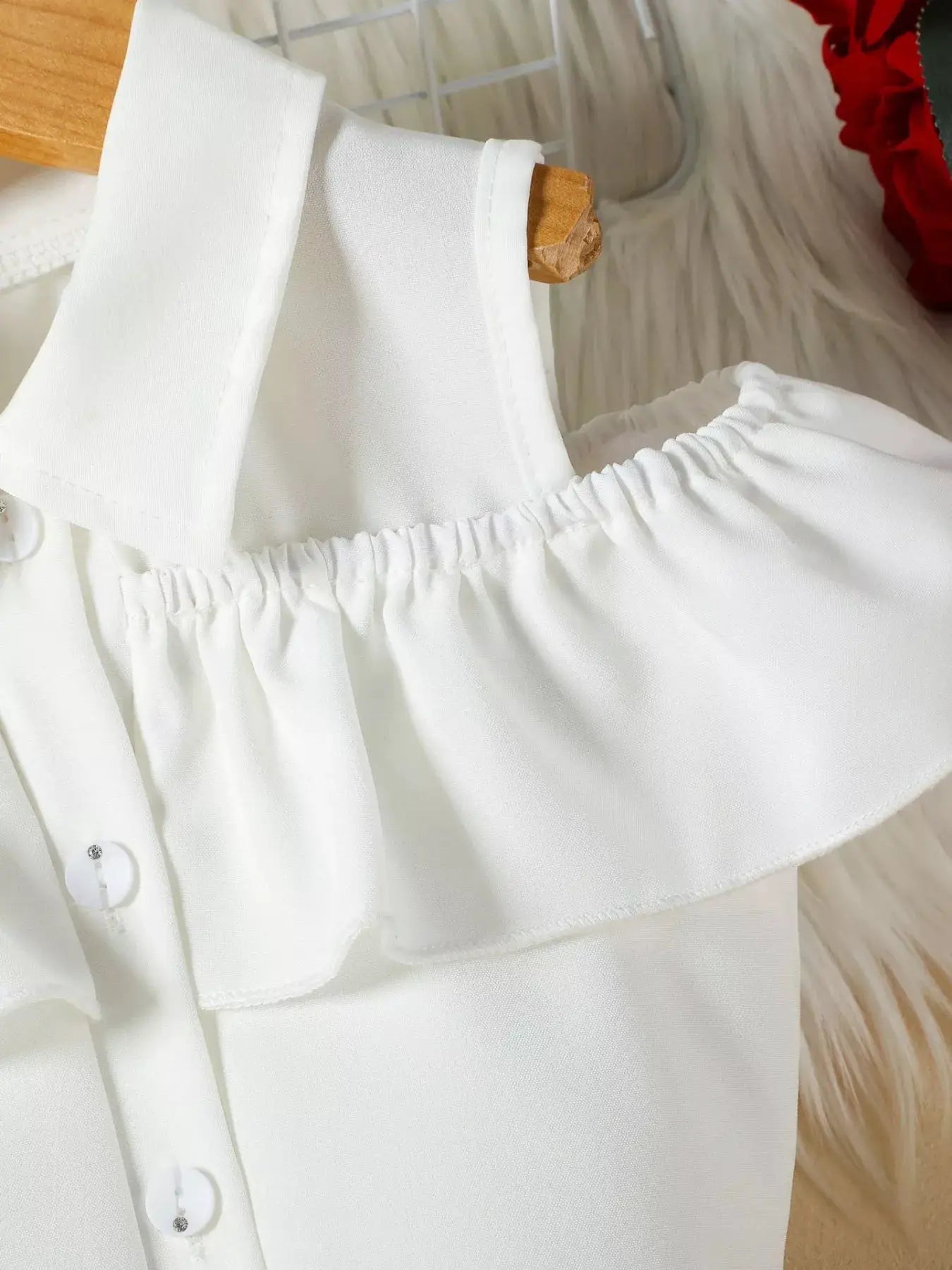 Girls White Ruffle Cold Shoulder Top and Shorts Set with Belt — Parfymia