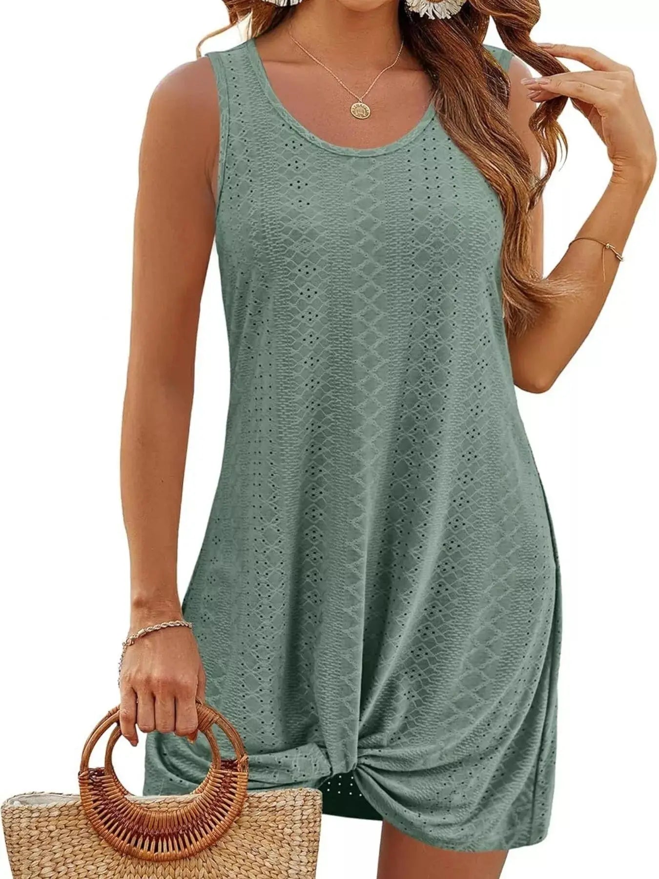 Sleeveless Knotted Hem Tank Dress Trendsi