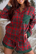 Women's Loungewear Plaid Contrast Patch Pajama Set