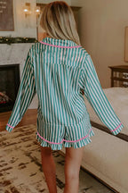 Women's Loungewear Set – Striped Ricrac Trim