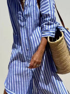 Women's Midi Dress – Printed Button-Down Plus