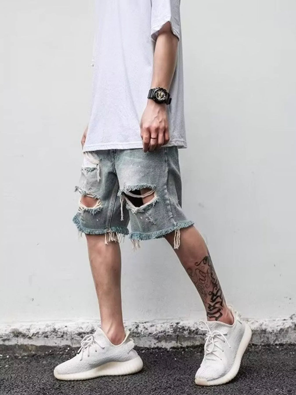Men's Distressed Denim Shorts Plus Size