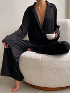 Women's Lounge Set Black Long Sleeve