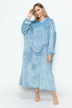 Women's Hooded Midi Lounge Dress with Pockets