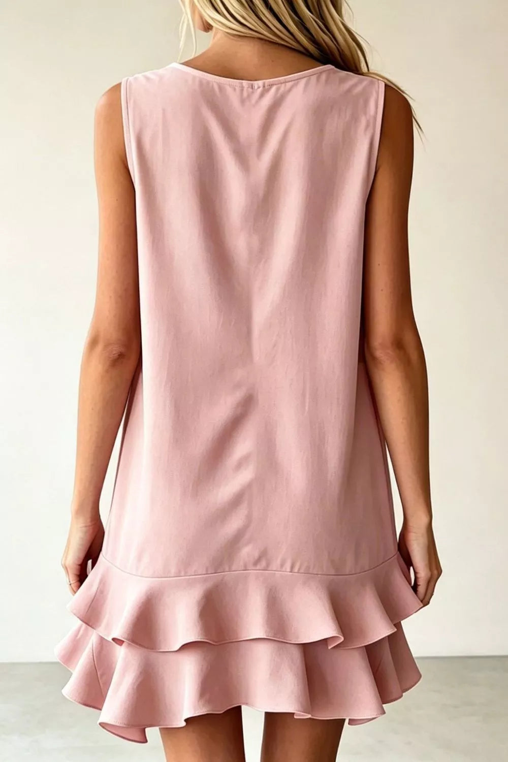 Women's Mini Dress – Ruffle Hem V-Neck
