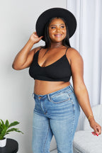 Women's Textured Spaghetti Strap Bralette in Black