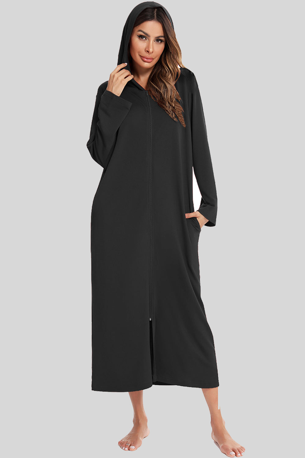 Women's Hooded Night Dress with Pockets