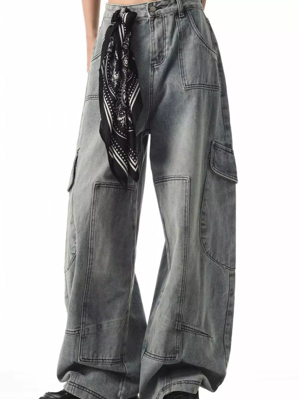 Men's Pants Loose Fit Cargo Jeans Plus Size