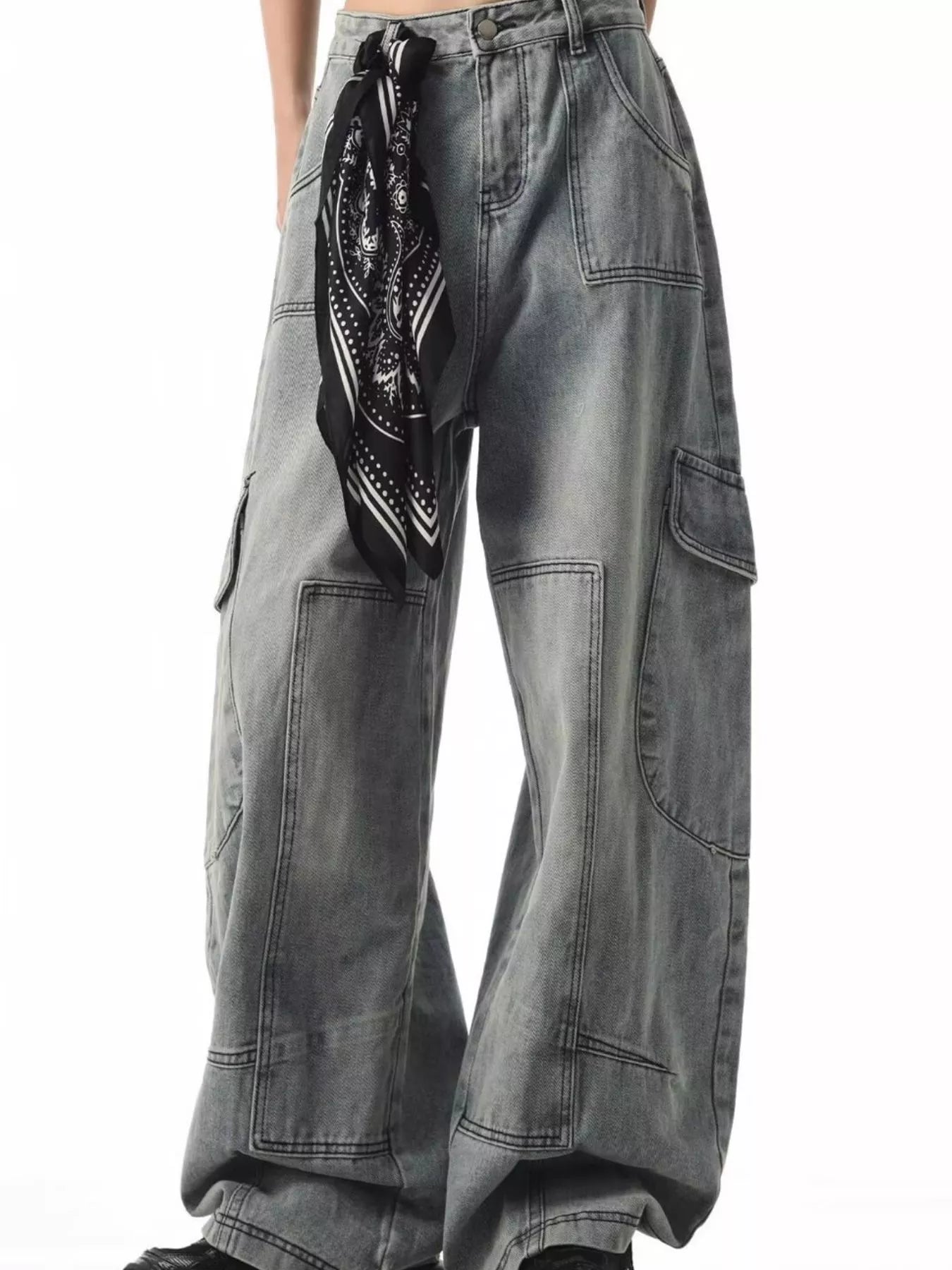 Men's Pants Loose Fit Cargo Jeans Plus Size
