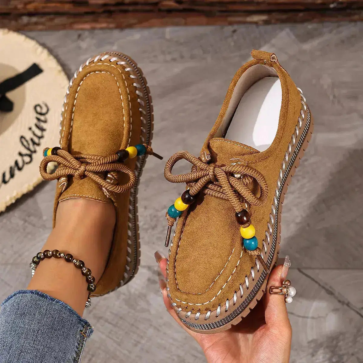 Stylish Suede Round Toe Platform Loafers by Parfymia