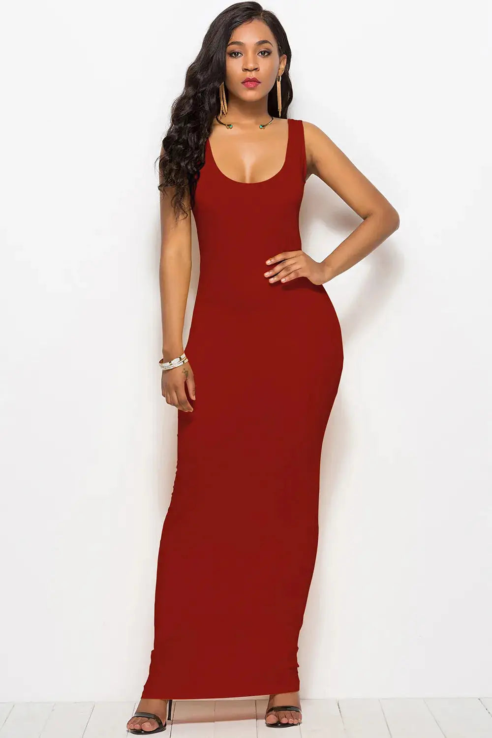 Scoop Neck Wide Strap Maxi Dress Trendsi