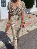 Women's Maxi Dress – Twist-Front Animal Print