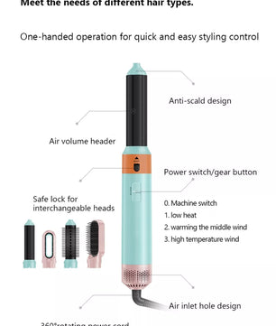 5-in-1 Interchangeable Curling Iron Wand Set