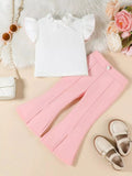 Girls Ruffle Trim Top And Flare Leg Pants Set For Parties — Parfymia