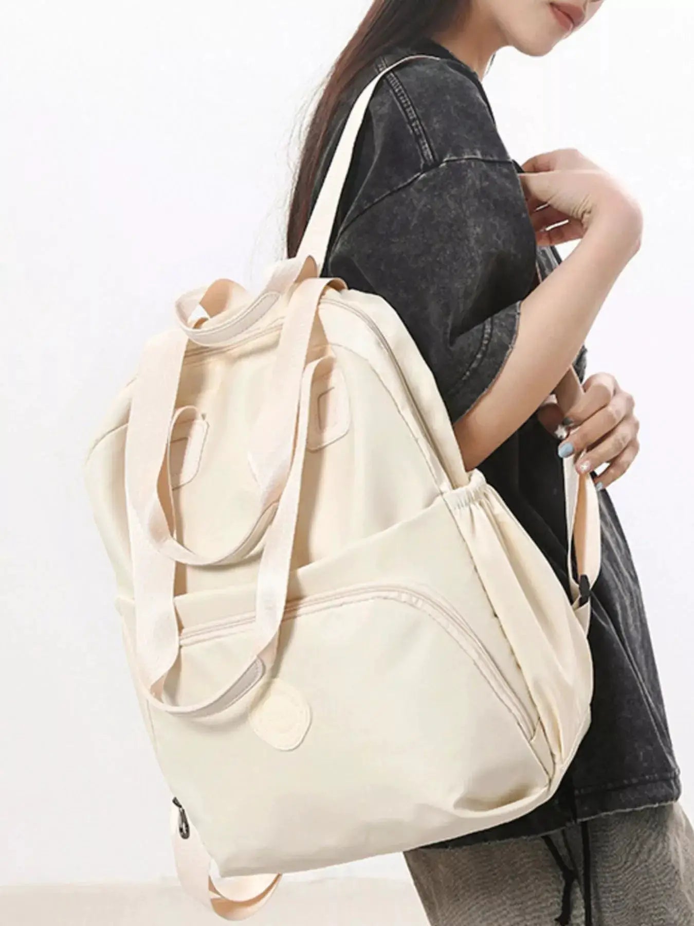 Lightweight Solid Color Oxford Backpack For Daily Use — Parfymia
