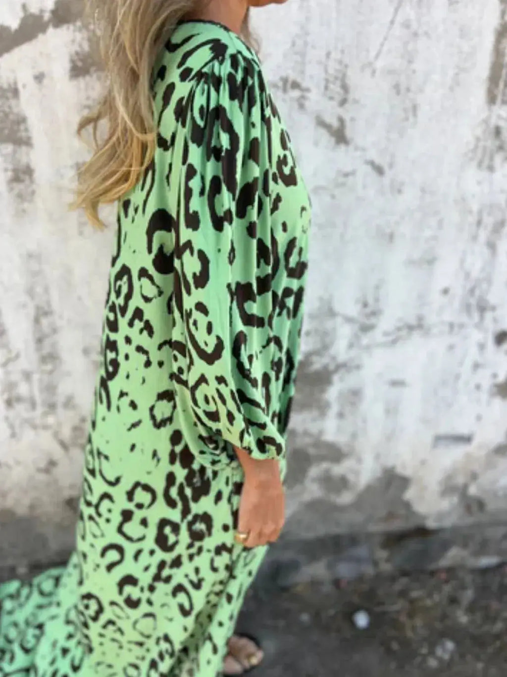 Full Size Printed V-Neck Dress with Pockets Plus Size Trendsi
