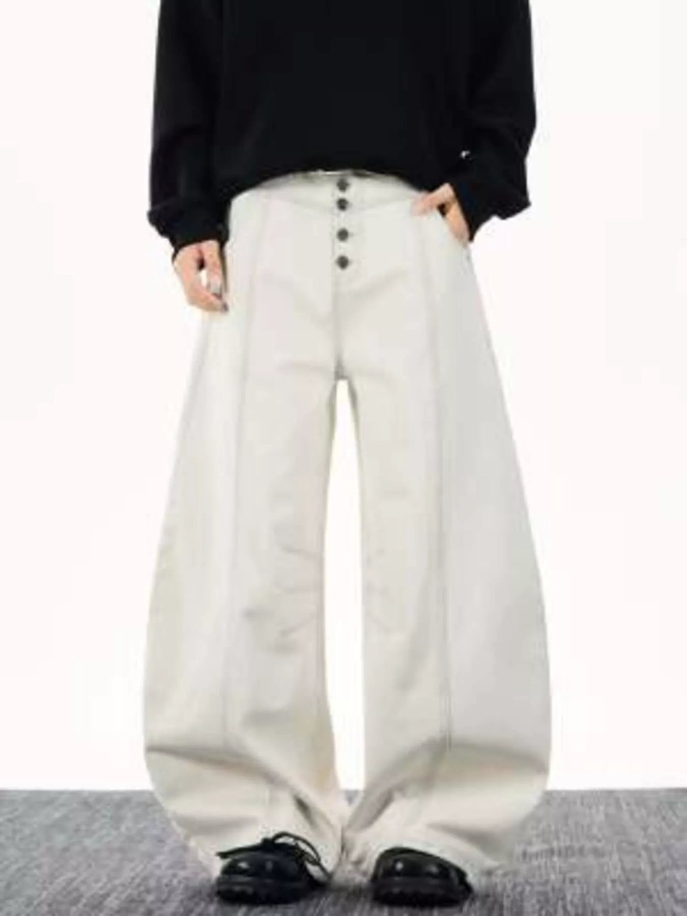Men's Pants Wide Leg Button-Fly Plus Size