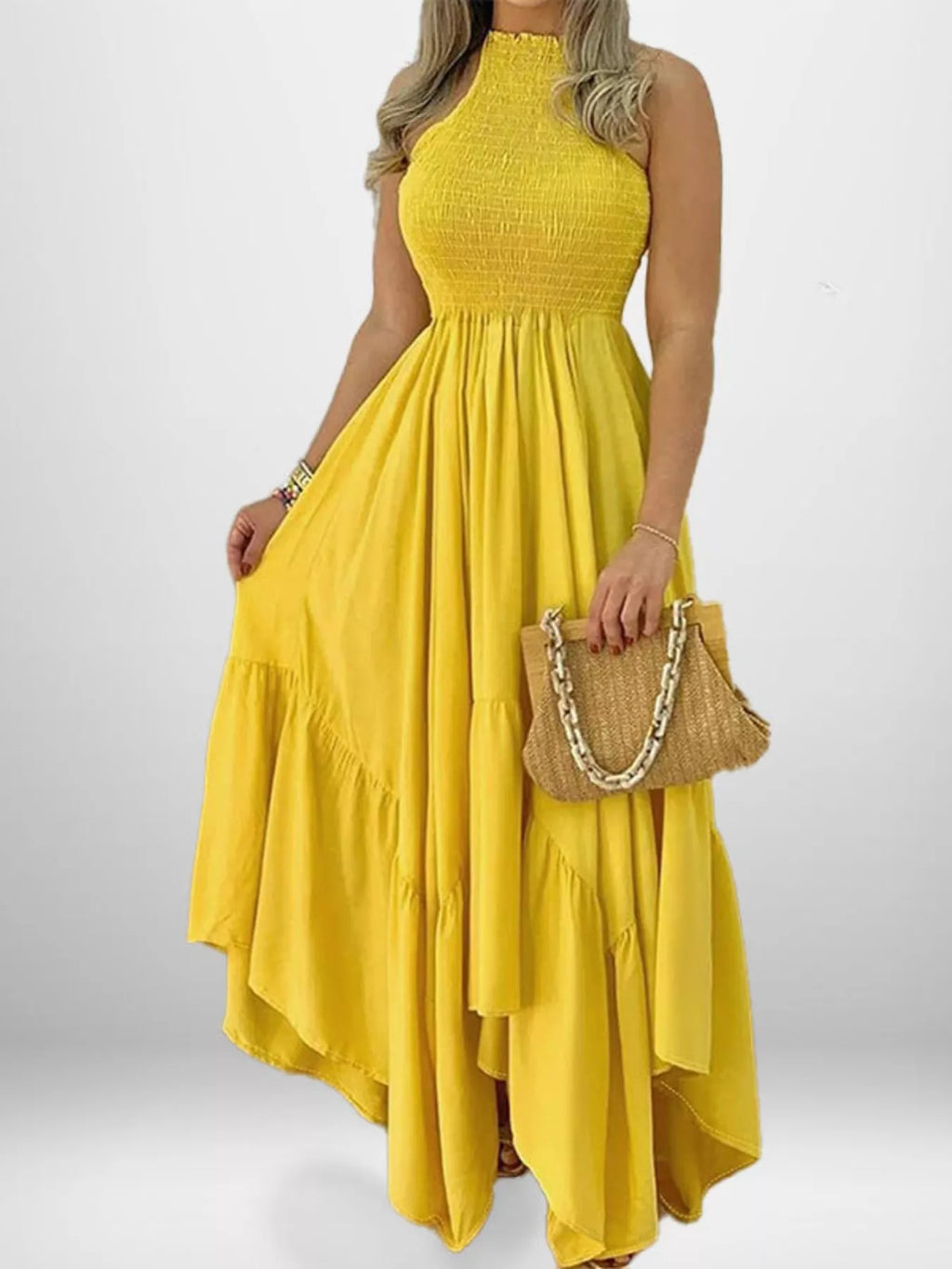 Women's Maxi Dress – Smocked Sleeveless