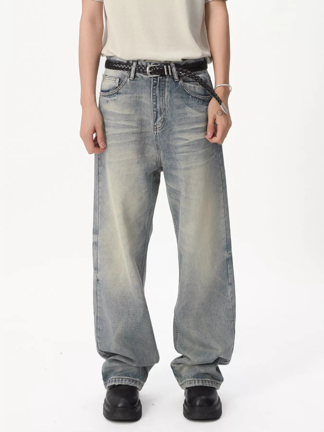 Men's Wide Leg Jeans – Vintage Wash