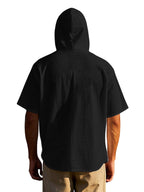 Men's Full Size Casual Hooded Short-Sleeve Shirt Plus Size