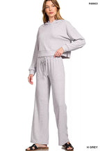 Women's Lounge Pants – Ribbed Wide-Leg Drawstring