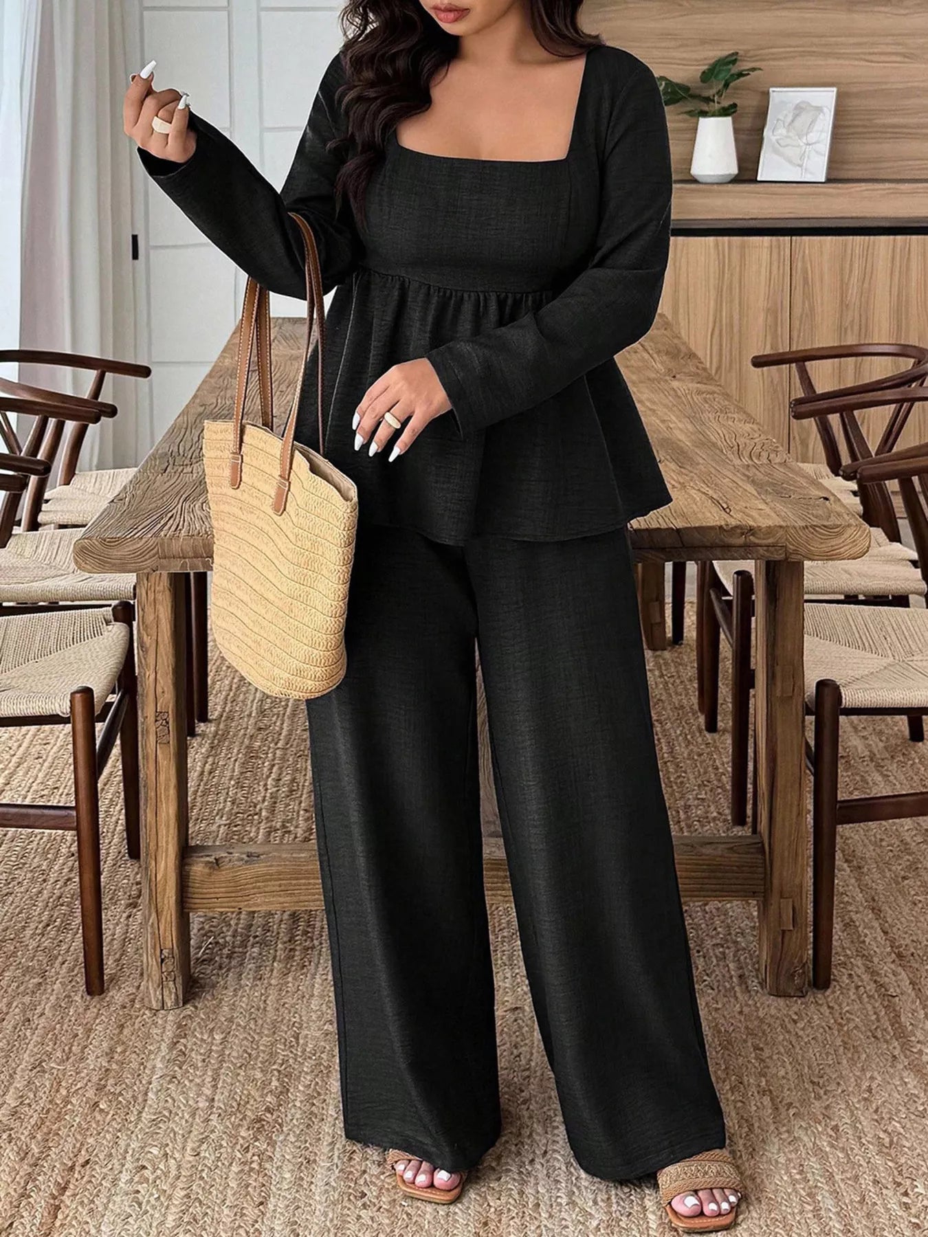 Women's Plus Size Pants Two-Piece Set